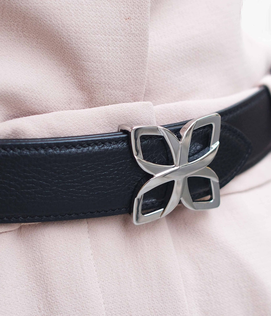 Ceinture Hortensia Argenté 25mm | Bleu Marine Bleu Cobalt - Fleuron Paris