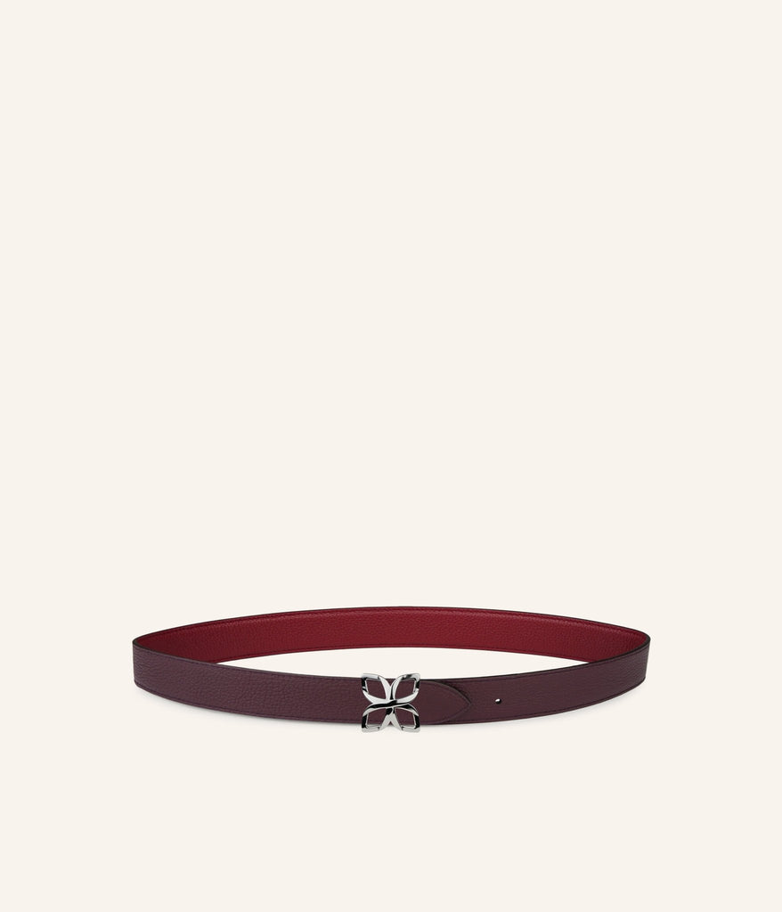 Ceinture Hortensia Argenté 25mm | Bordeaux Prune - Fleuron Paris