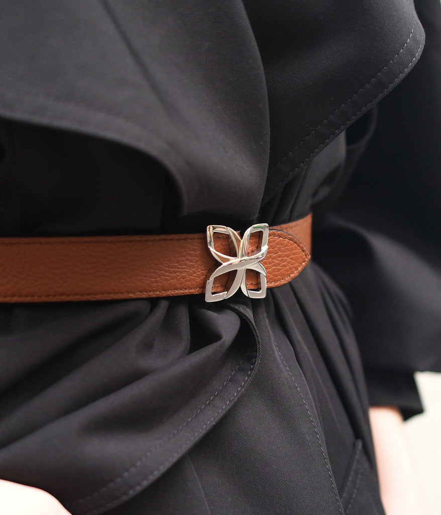 Ceinture Hortensia Argenté 25mm | Taupe Marron - Fleuron Paris