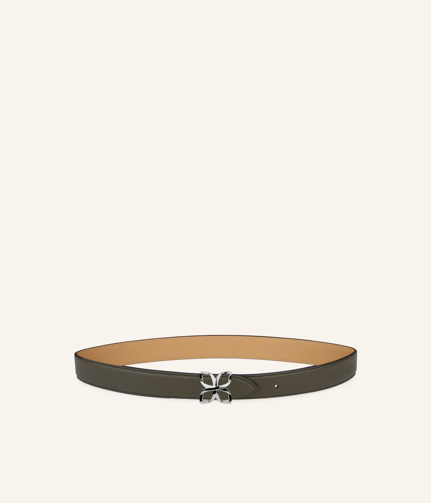 Ceinture Hortensia Argenté 25mm | Vert Olive Cookie - Fleuron Paris