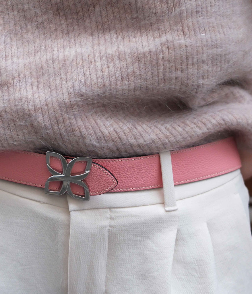 Ceinture Hortensia Argenté 33mm | Baie de Goji Rose Bonbon - Fleuron Paris
