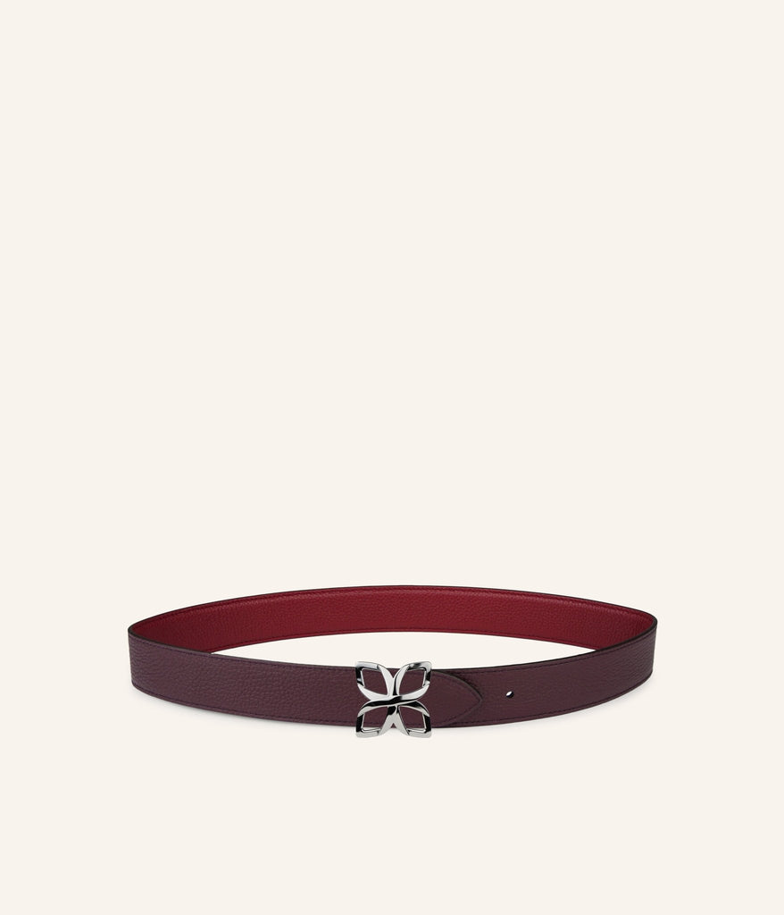 Ceinture Hortensia Argenté 33mm | Bordeaux Prune - Fleuron Paris