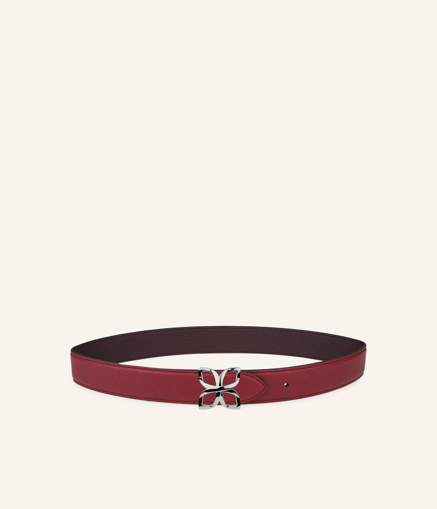 Ceinture Hortensia Argenté 33mm | Bordeaux Prune - Fleuron Paris