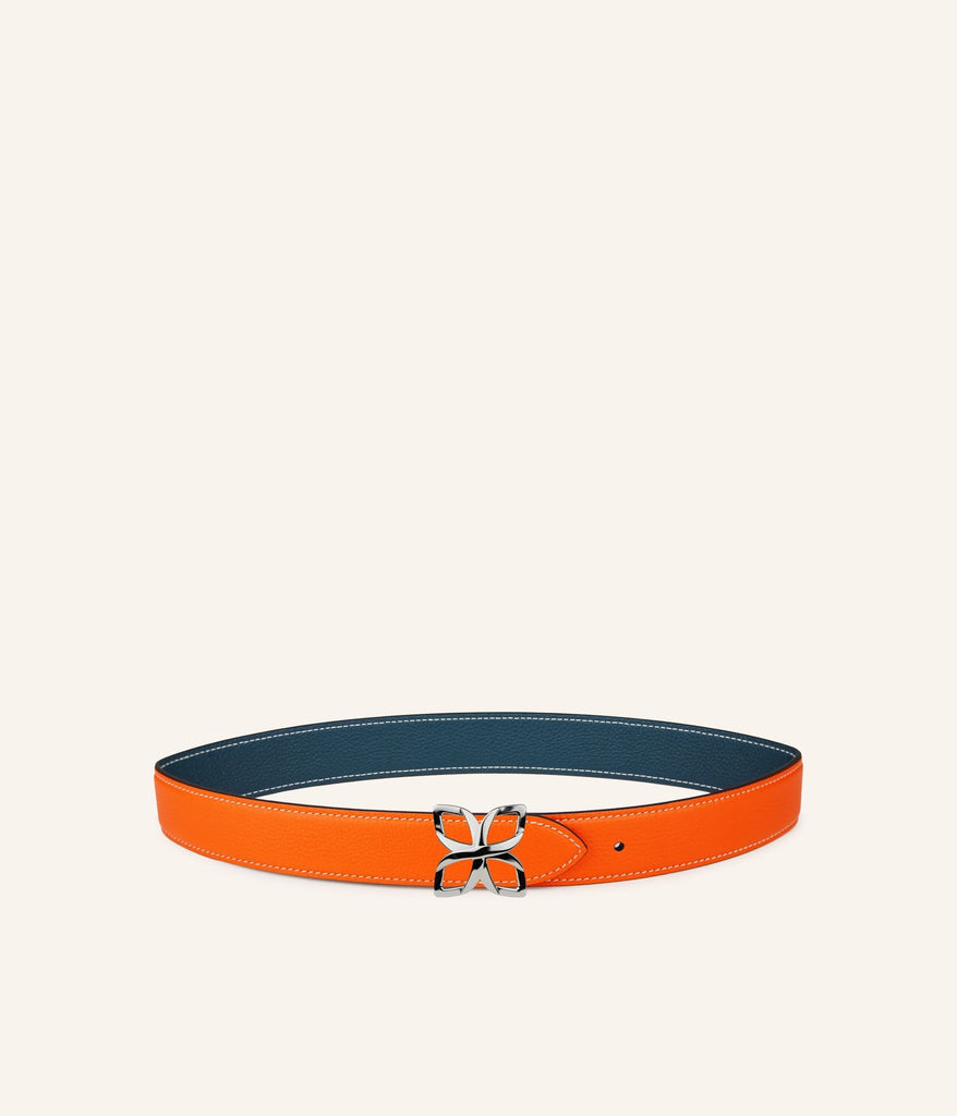 Ceinture Hortensia Argenté 33mm | Mandarine Bleu Pacifique - Fleuron Paris