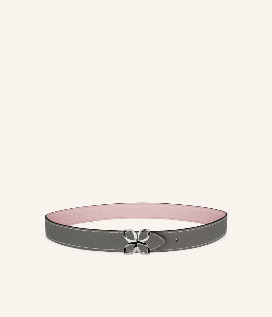 Ceinture Hortensia Argenté 33mm | Rose Ballet Gris Ciment - Fleuron Paris