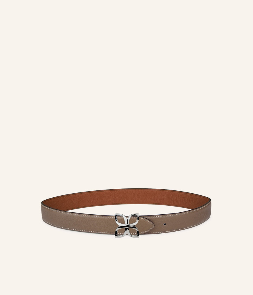Ceinture Hortensia Argenté 33mm | Taupe Marron - Fleuron Paris