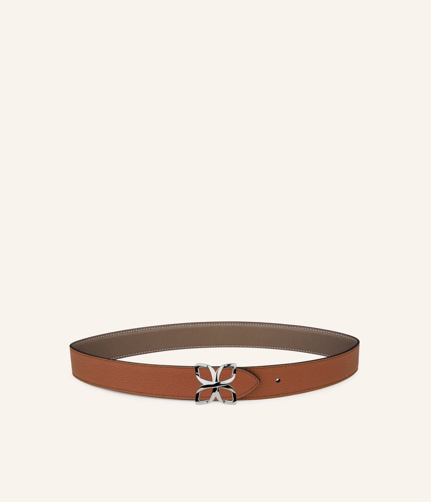 Ceinture Hortensia Argenté 33mm | Taupe Marron - Fleuron Paris