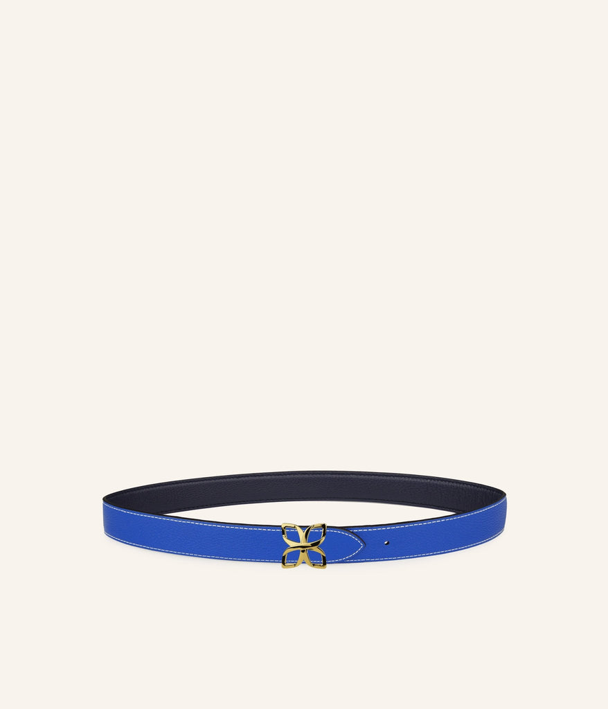 Ceinture Hortensia Doré 25mm | Bleu Marine Bleu Cobalt - Fleuron Paris