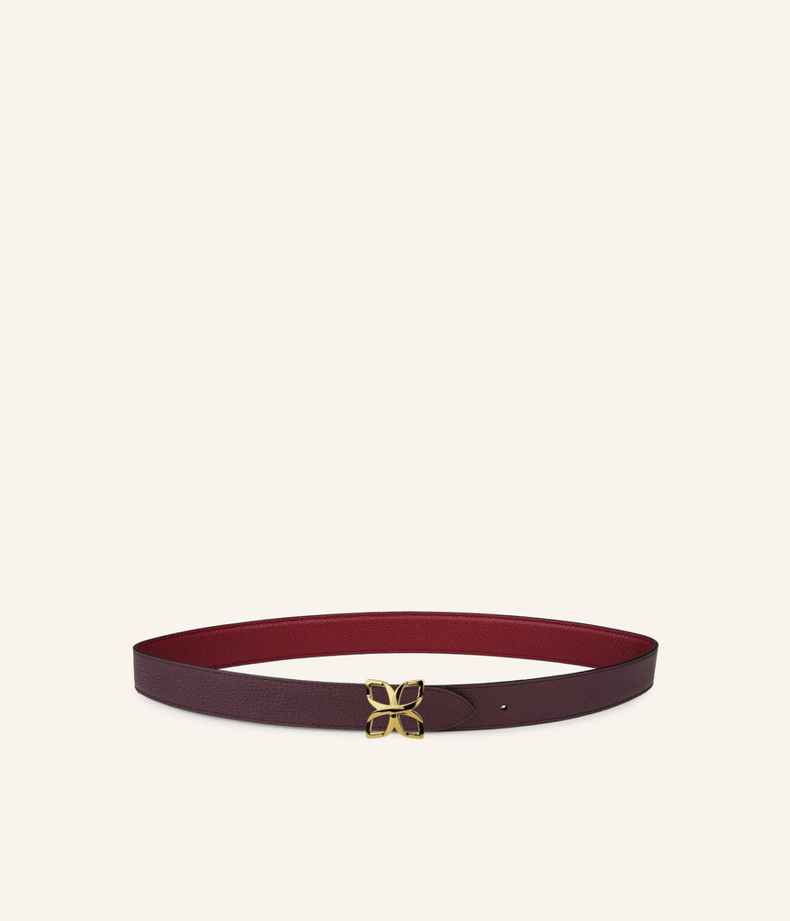 Ceinture Hortensia Doré 25mm | Bordeaux Prune - Fleuron Paris
