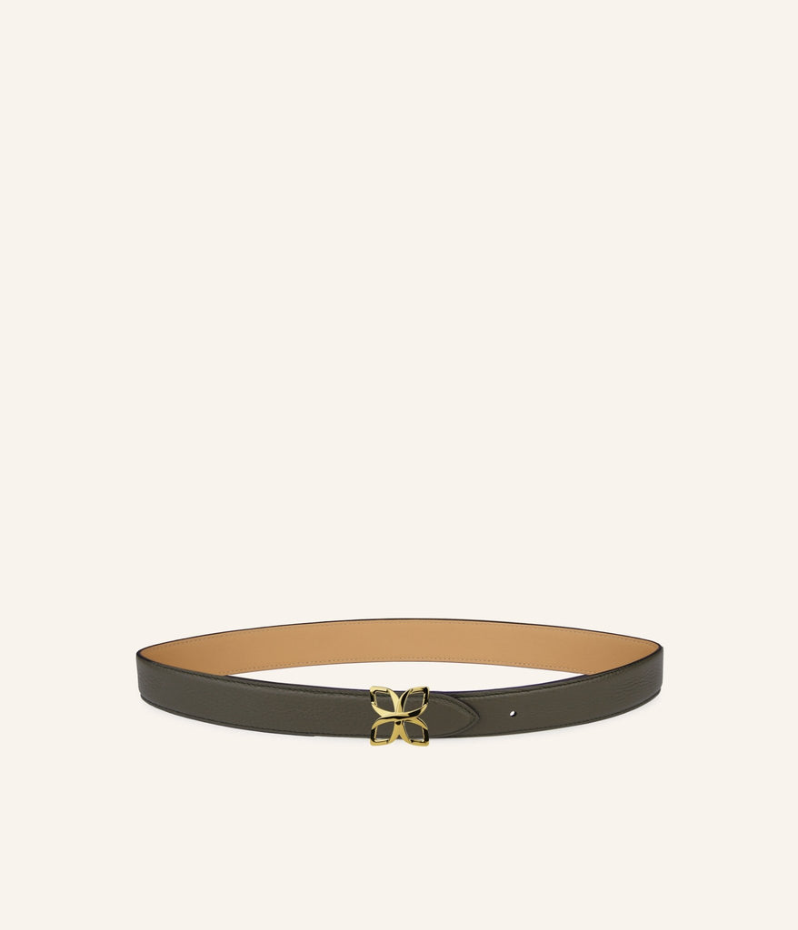 Ceinture Hortensia Doré 25mm | Vert Olive Cookie - Fleuron Paris