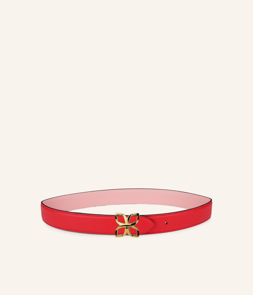 Ceinture Hortensia Doré 33mm | Baie de Goji Rose Bonbon - Fleuron Paris