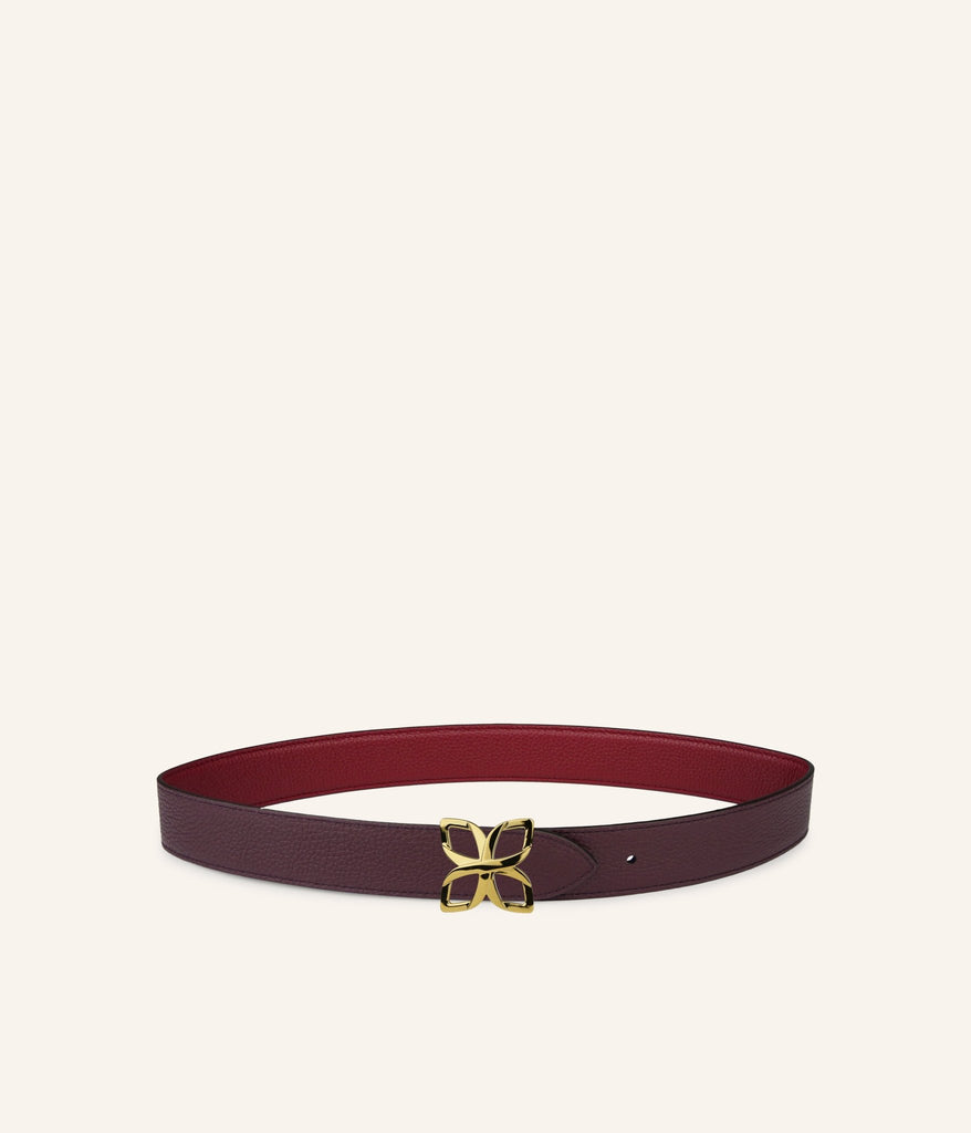 Ceinture Hortensia Doré 33mm | Bordeaux Prune - Fleuron Paris