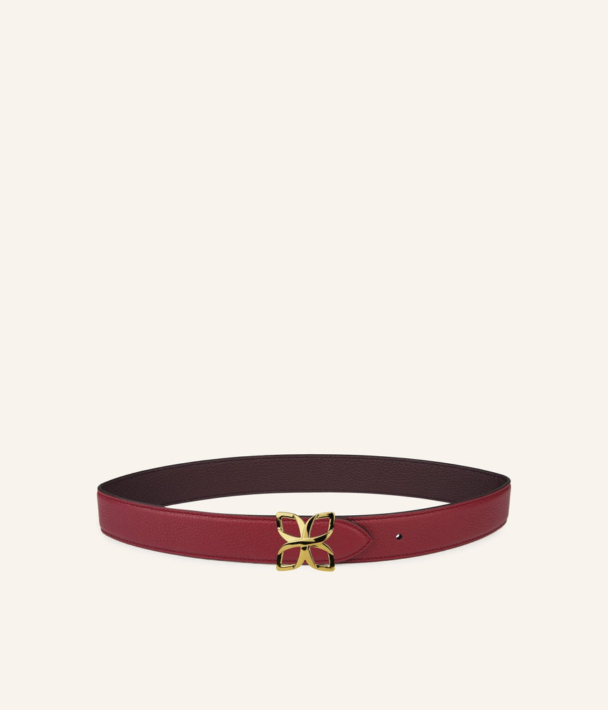 Ceinture Hortensia Doré 33mm | Bordeaux Prune - Fleuron Paris
