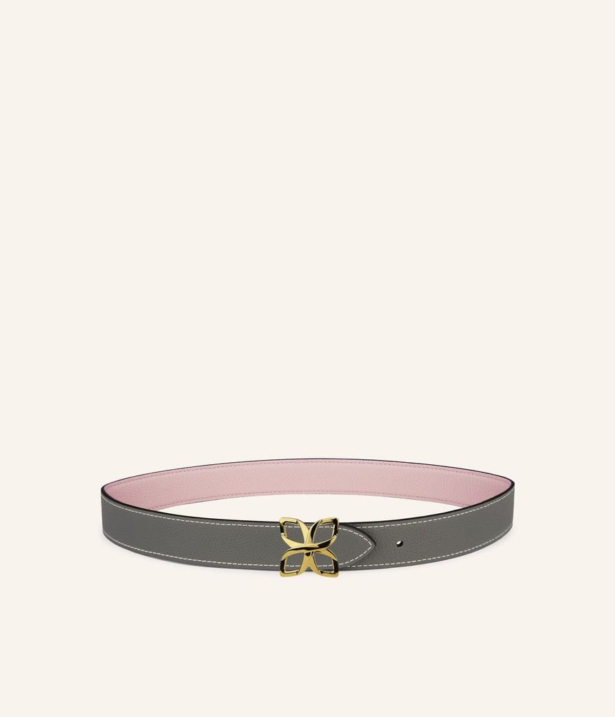 Ceinture Hortensia Doré 33mm | Rose Ballet Gris Ciment - Fleuron Paris