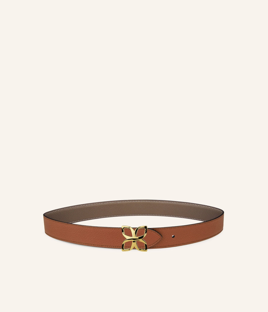 Ceinture Hortensia Doré 33mm | Taupe Marron - Fleuron Paris