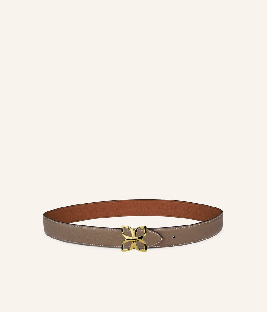 Ceinture Hortensia Doré 33mm | Taupe Marron - Fleuron Paris