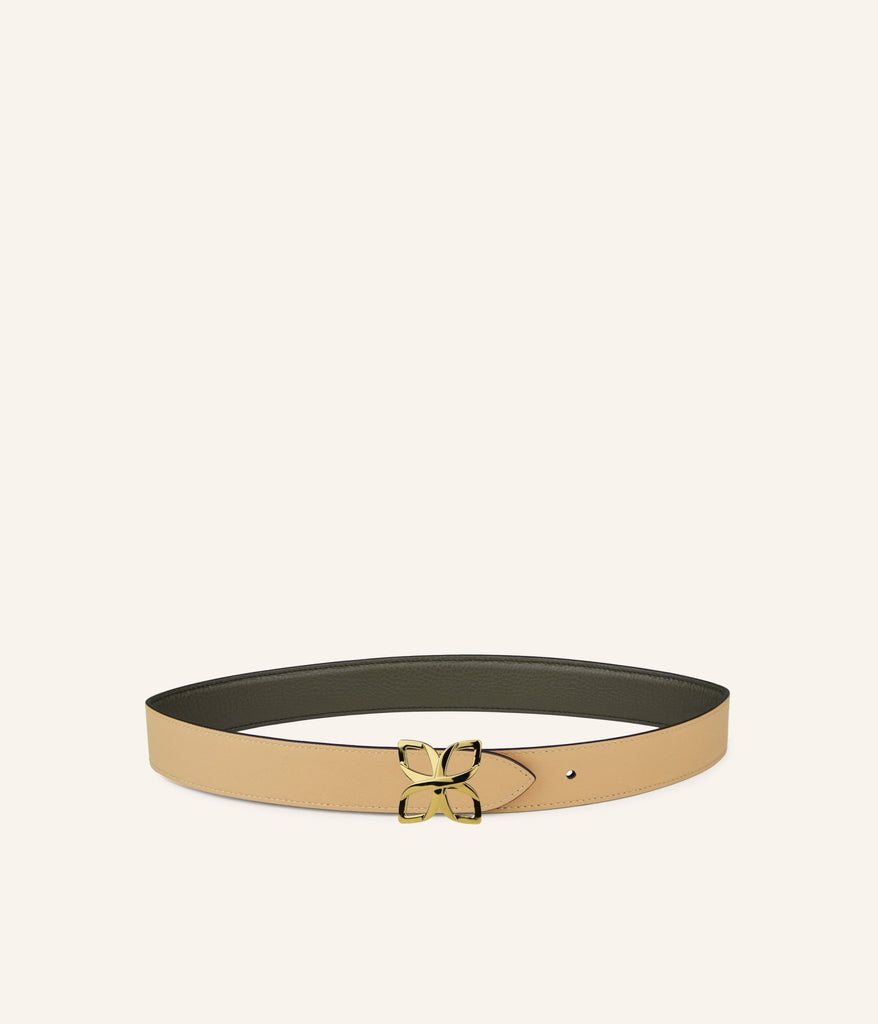 Ceinture Hortensia Doré 33mm | Vert Olive Cookie - Fleuron Paris