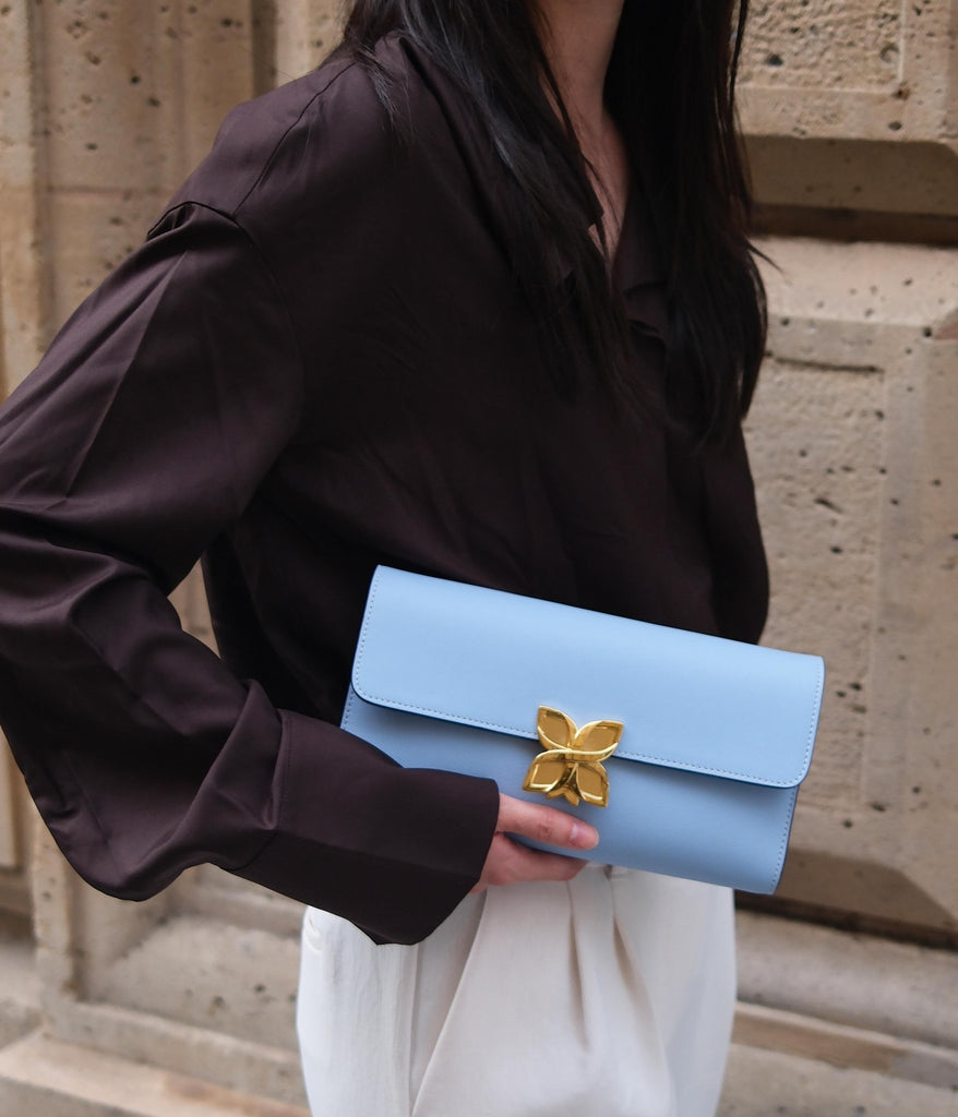 Hortensia Clutch | Bleu Glacier - Fleuron Paris