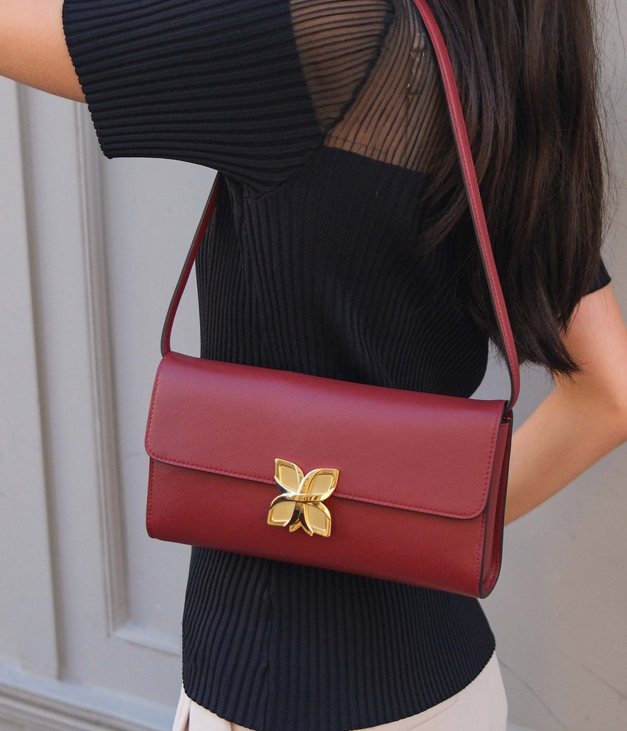 Hortensia Clutch | Bordeaux Lisse - Fleuron Paris