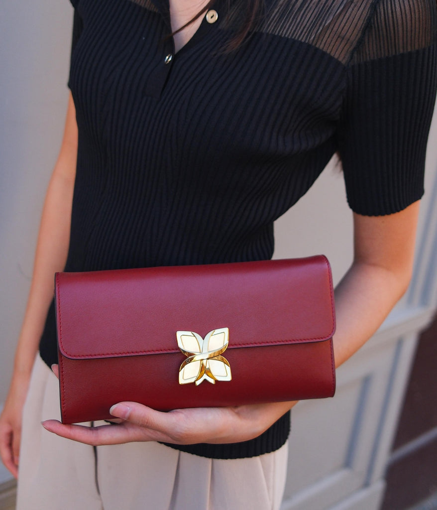 Hortensia Clutch | Bordeaux Lisse - Fleuron Paris