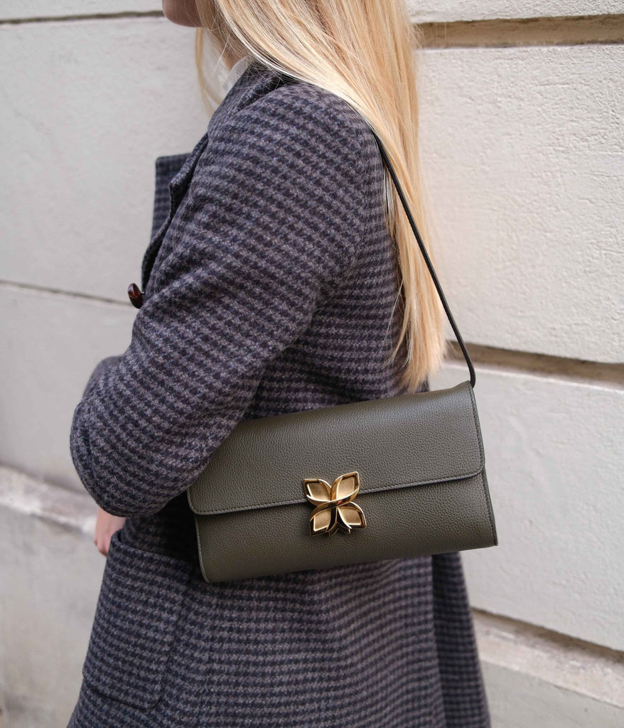 Hortensia Clutch | Vert Olive - Fleuron Paris