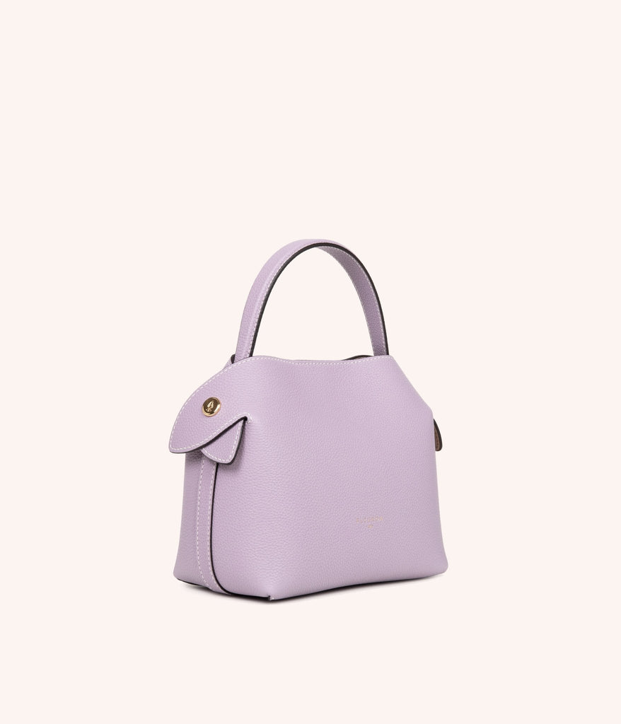 Sac à main Mini Swann Lilas en cuir de veau pleine fleur