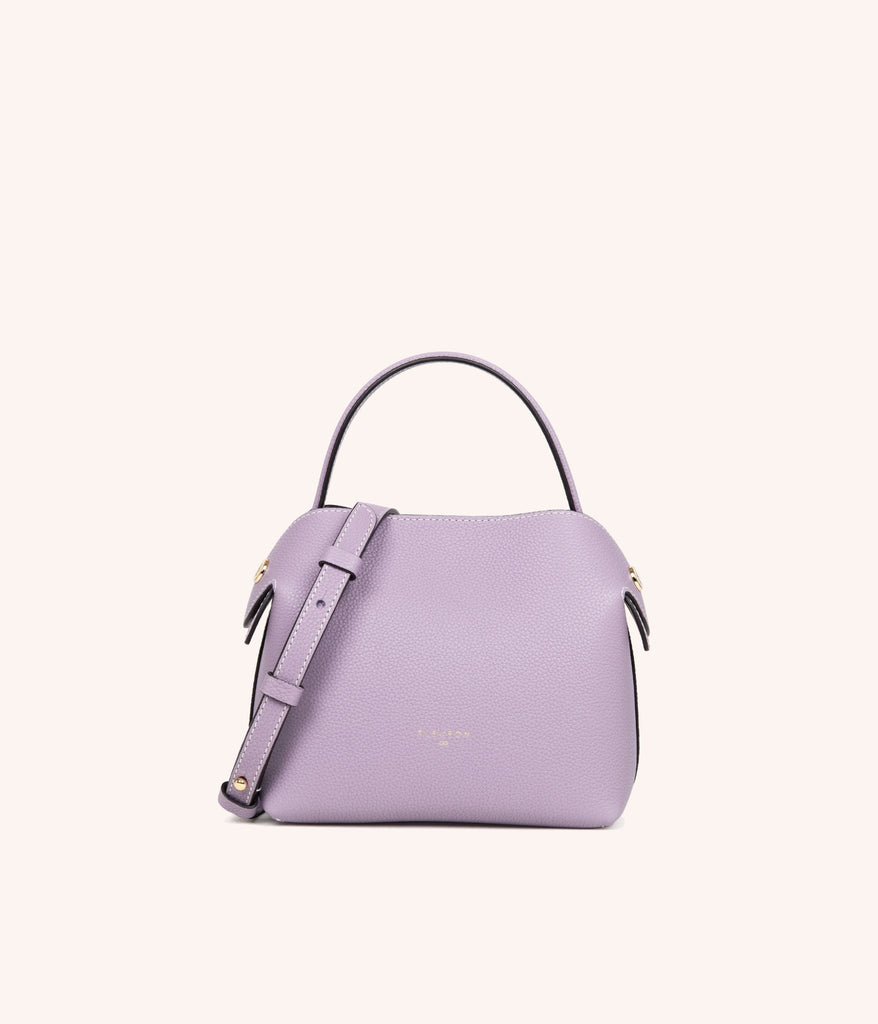 Sac à main Mini Swann Lilas en cuir de veau pleine fleur et sa bandoulière additionnelle